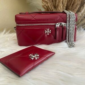 Tory Burch Kira Diamond Quilt East West Vanity Case and card holder set